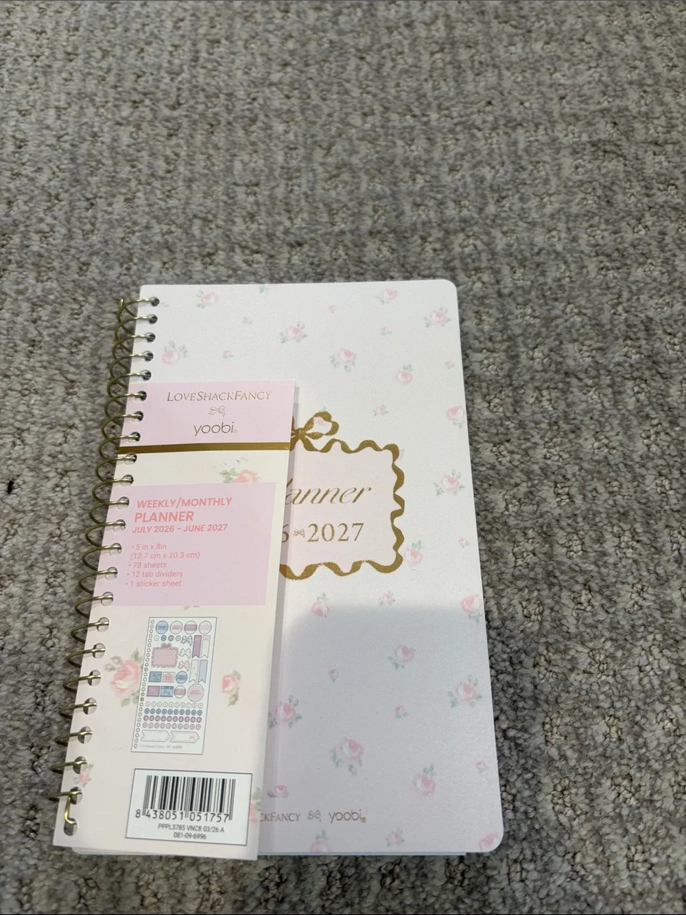 Target Love Shack Fancy Yoobi Pink Floral S Planner 2026-2027 with Gold Accents